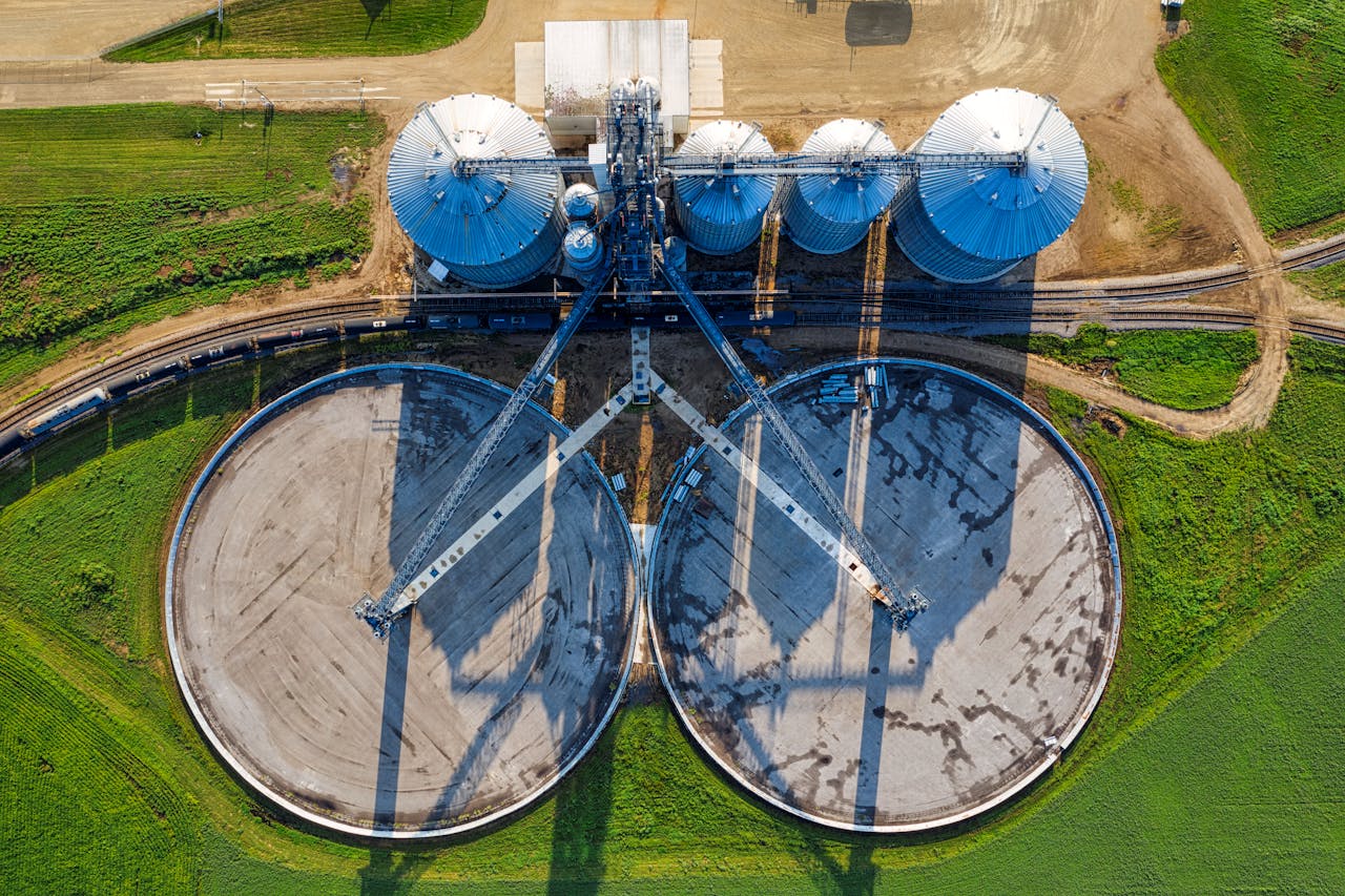Aerial View of a Water Treatment Plant